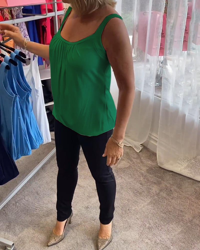 Set Plisserad rejäl avslappnad ärmlös topp