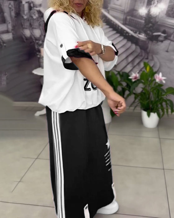 Set Med Huva Dragsko Tryckt Kjol