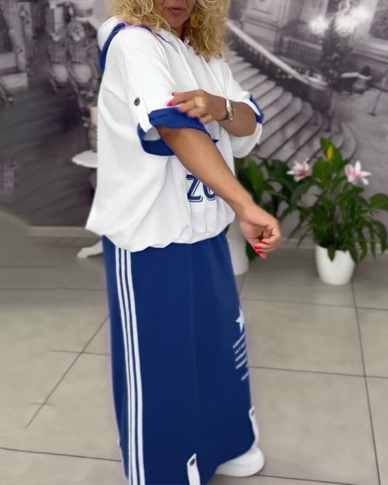 Set Med Huva Dragsko Tryckt Kjol