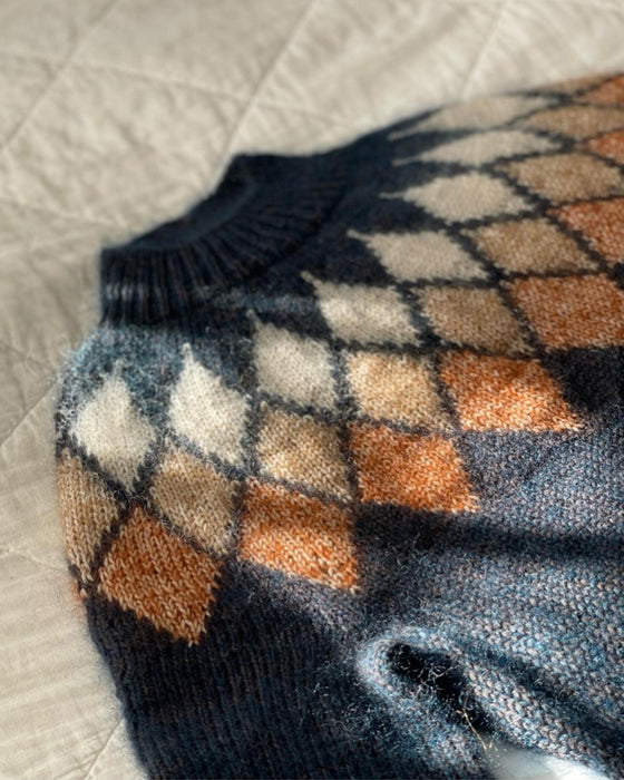 Pullover med geometrisk rhombus jacquard