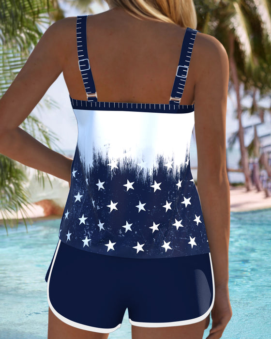 Tankini Amerikansk Flagga Hjärttryck Tvådelad