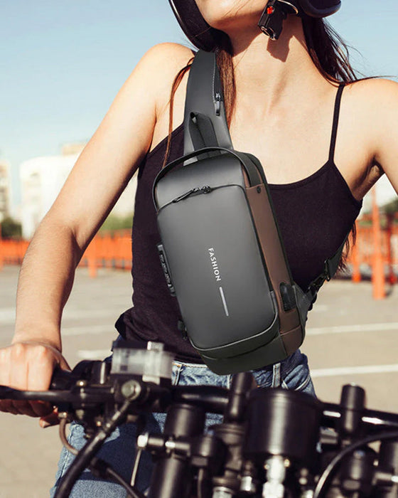 Stöldskyddande bröstväska med lösenord