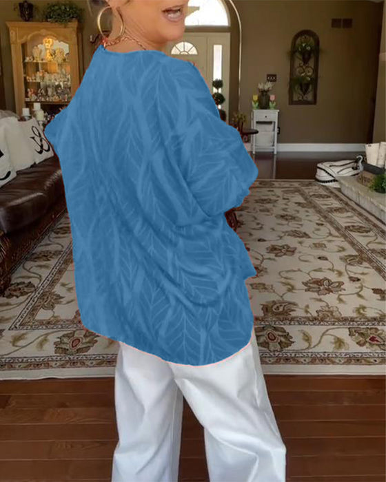 Blus Rund Hals Lös Tryck