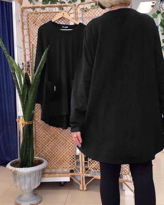 Enfärgad dragkedja i enfärgad tröja med rund hals