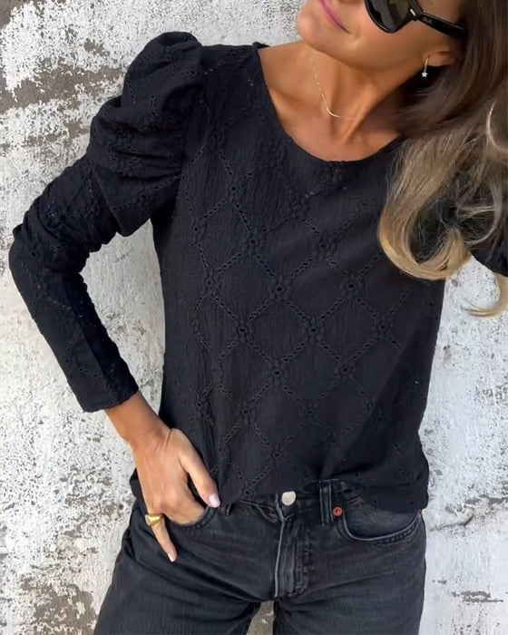 Blus Med Puffärmar Och Cutout-Detaljer