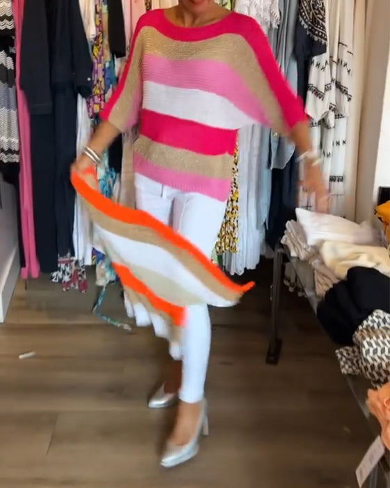 Färgblock tröja med rund hals