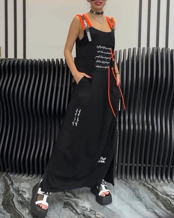 Klänning Ärmlös Personlig Bokstavstryck