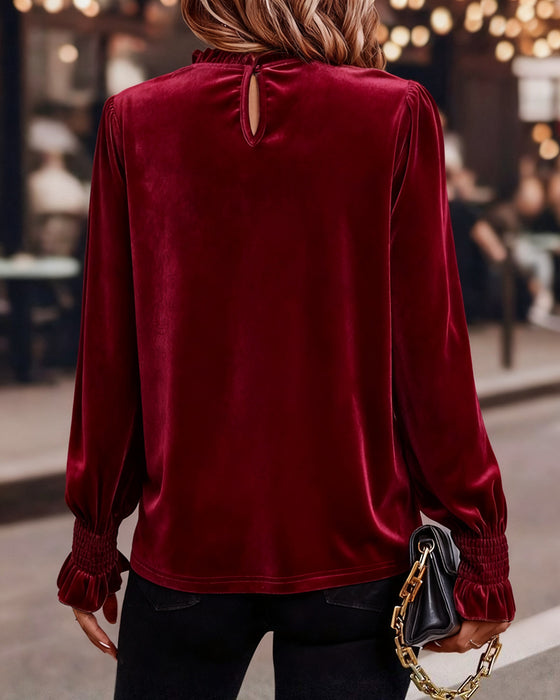 Topp Ryschad Sammet Lång Ärm