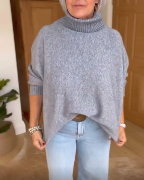 Avslappnad Hög halsad Tröja