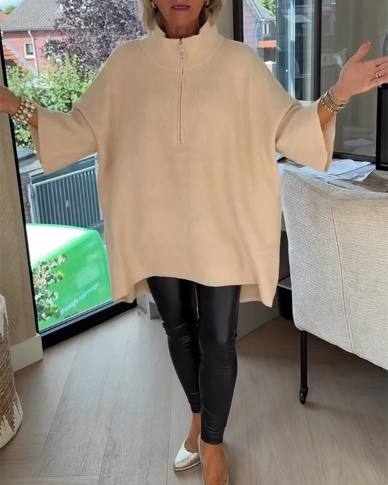 Pullover Ståkrage Halv Dragkedja Lös