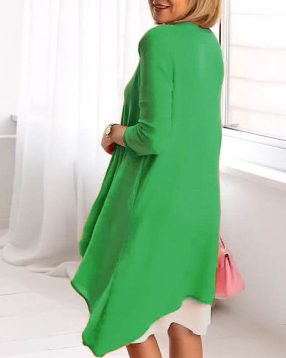 Set Blommigt Tryck Patchwork Långärmad