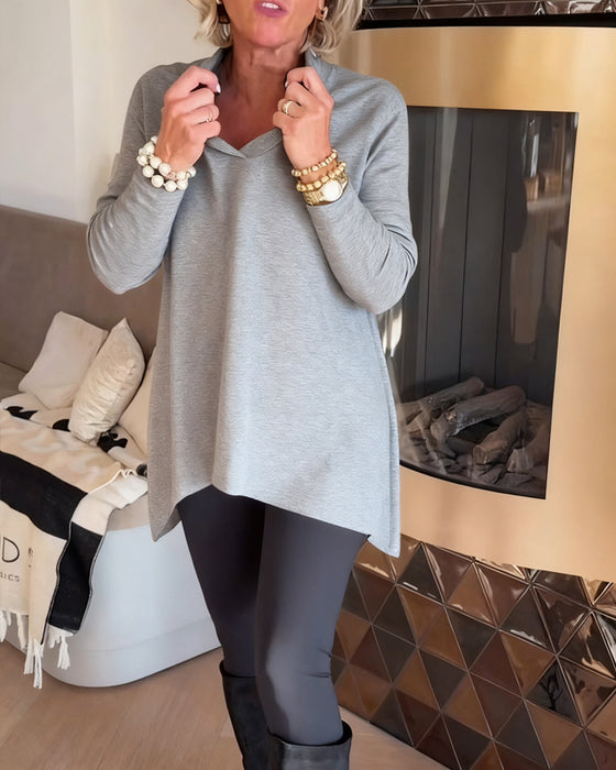 Oregelbunden Krage Långärmad Topp