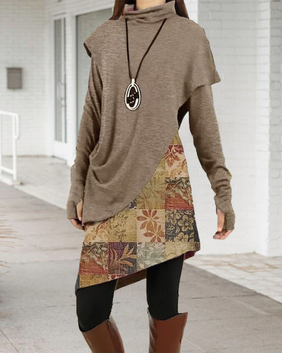 Retro Klänning Med Patchwork