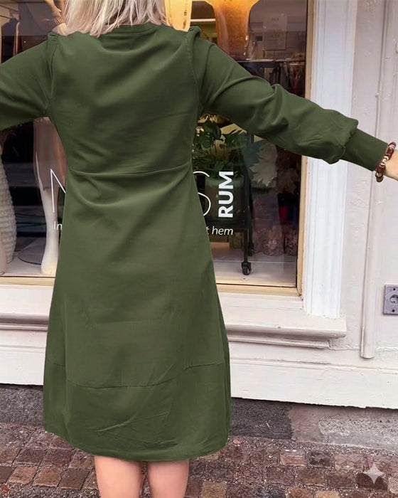 Klänning avslappnad retro långärmad