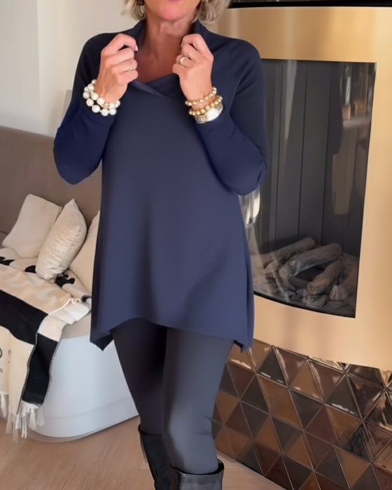 Oregelbunden Krage Långärmad Topp