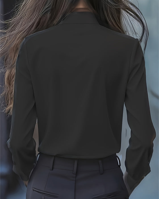 Långärmad Blus Med Rosett Och Volanger