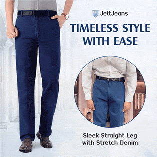 Herr Klassisk Rak Passform Stretchjeans