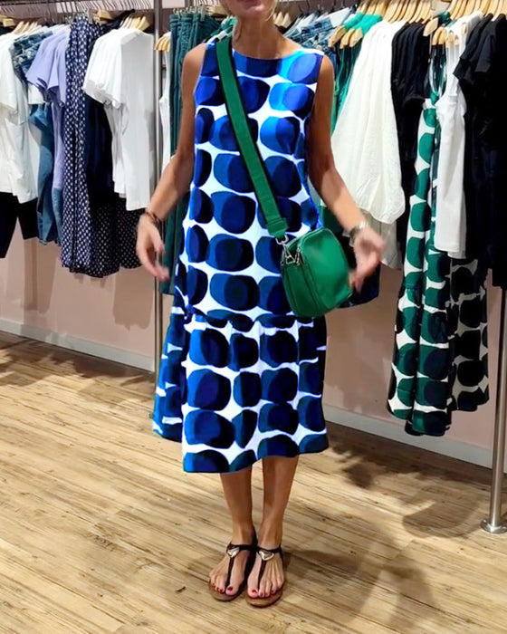 Rund halsringning Ärmlös klänning med tryck