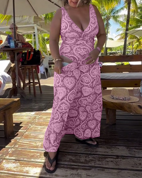 Baddräkt Bandeau Hjärtformad Semestertryck