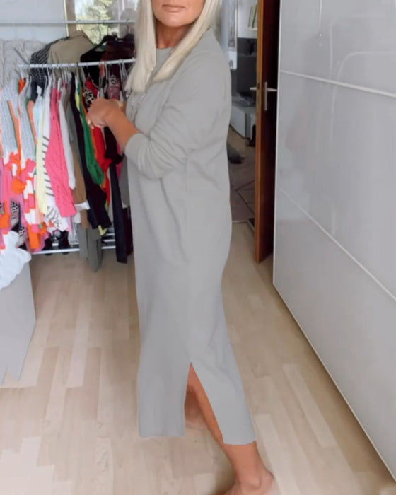 Avslappnad Klänning med rund hals