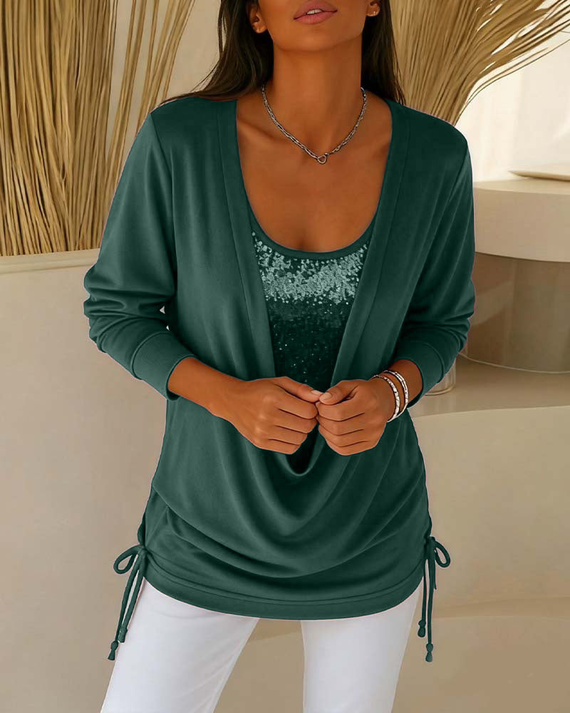 Paljettopp I Kontrastfärg Med Tvådelad Look