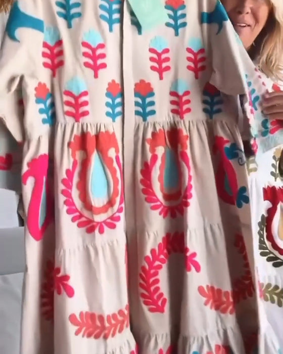 Klänning Blommigt Grafiskt Tryck