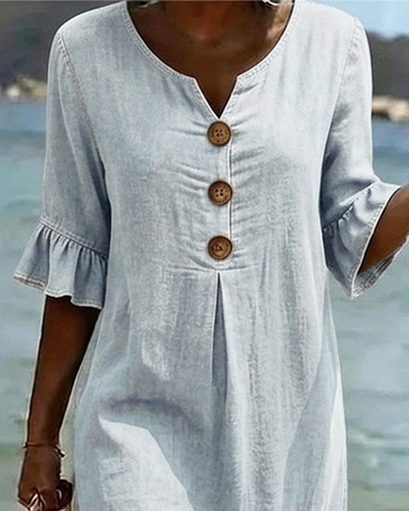 Klänning Lotus Blad Ärmar Jeans