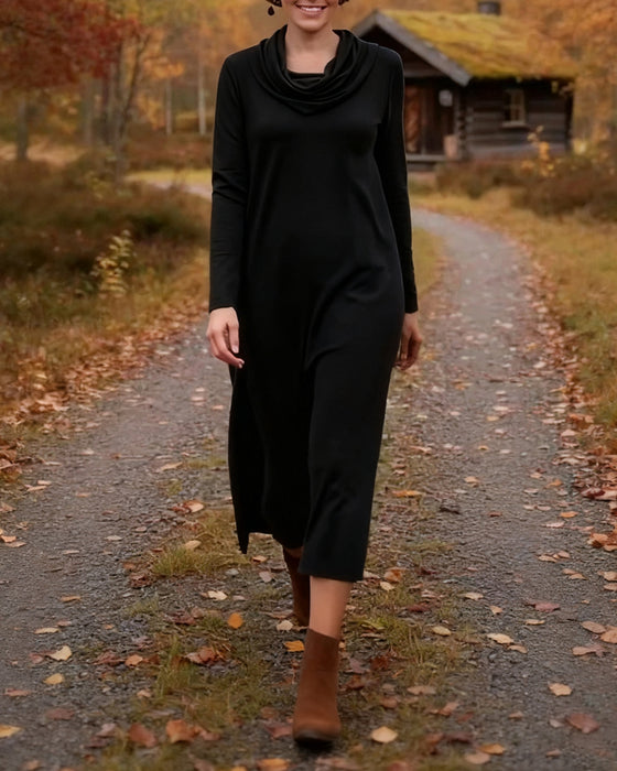 Klänning avslappnad enkel enfärgad ficka