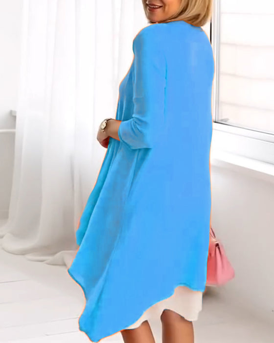 Set Blommigt Tryck Patchwork Långärmad