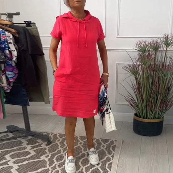 Hooded kortärmad casual klänning