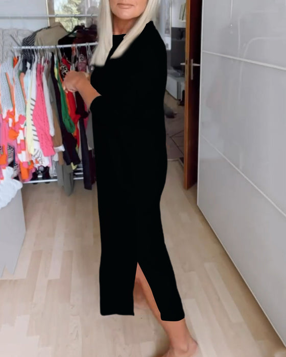 Avslappnad Klänning med rund hals