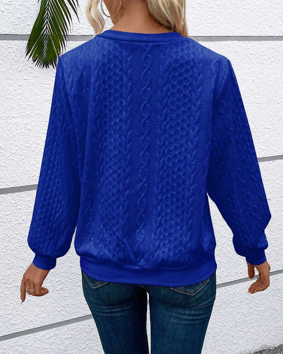 Casual enfärgad långärmad tröja med dragkedja