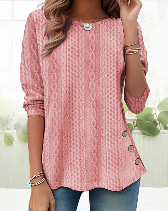 Enfärgad topp med rund hals