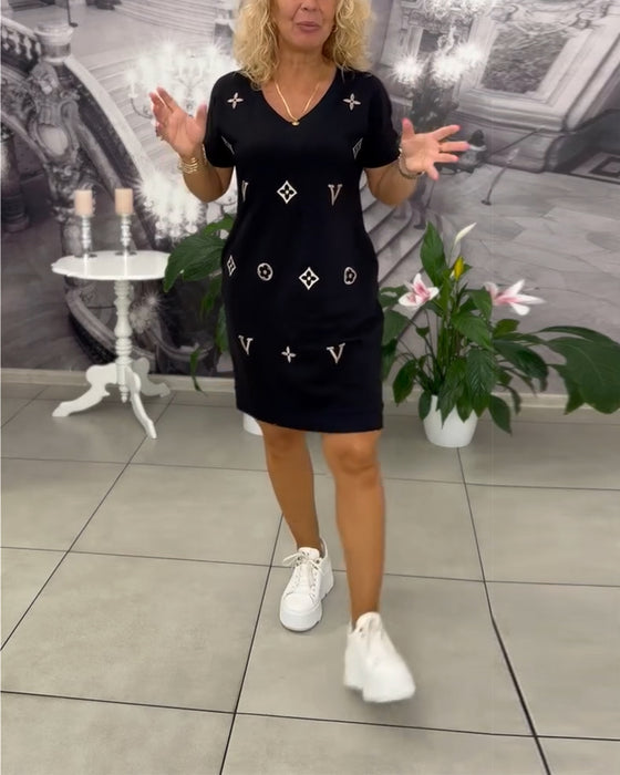 Klänning Mode V-Ringning Kortärmad