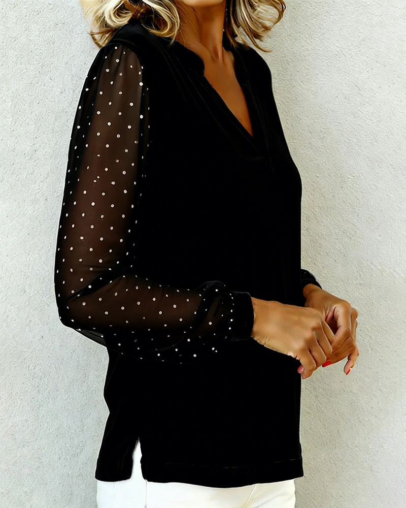 Långärmad Topp I Sammet Med V-Ringning