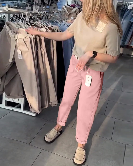 Byxor Enfärgad Avslappnad Rak