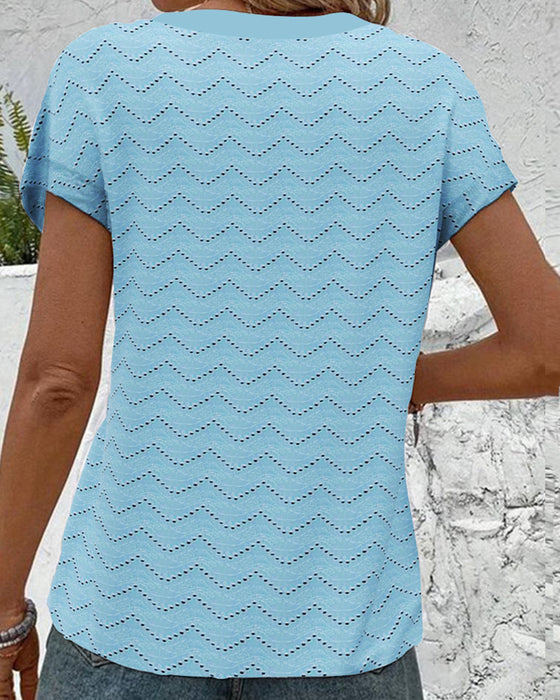 T-shirt V-hals Hål Kortärmad