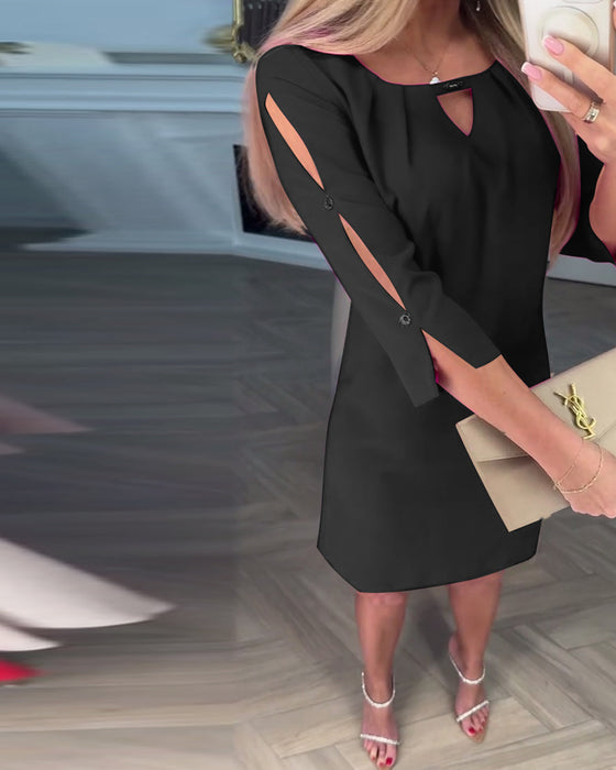 Klänning Elegant Enfärgad Ihålig Rak