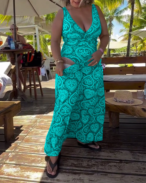 Baddräkt Bandeau Hjärtformad Semestertryck