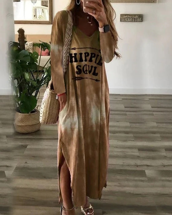 V-ringad fickklänning med slits