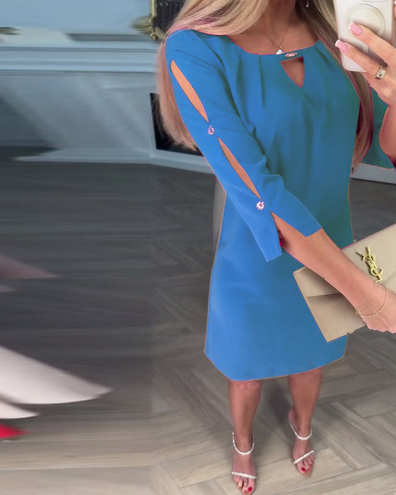 Klänning Elegant Enfärgad Ihålig Rak