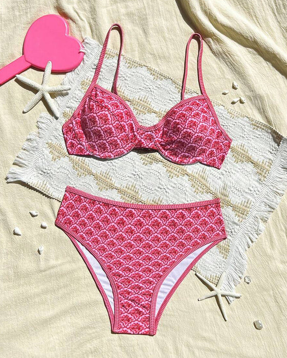 Bikini Sexig Hängslen Triangel Mönster