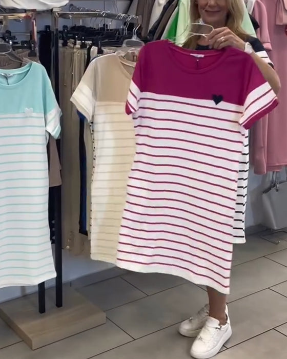 Klänning Rundhalsad Casual Randig