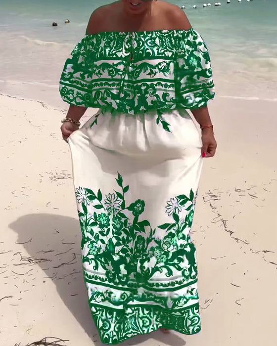Klänning Off-Shoulder Tryckt Resort