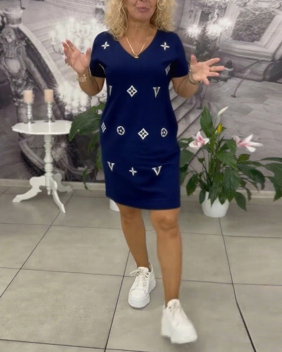 Klänning Mode V-Ringning Kortärmad