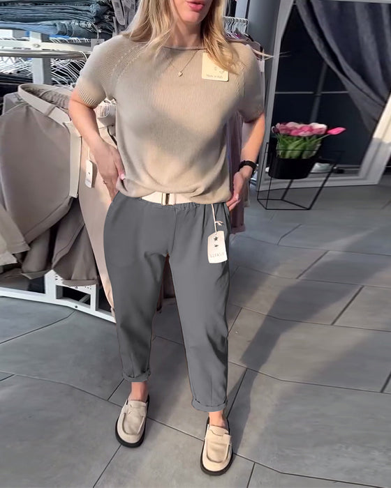 Byxor Enfärgad Avslappnad Rak