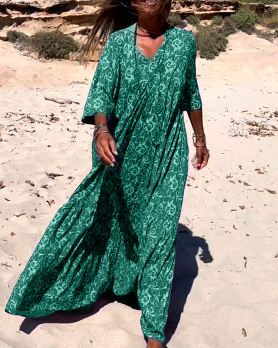 Lös 3/4-ärmad klänning