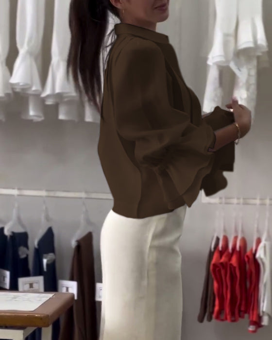 Skjort Puffärm Rysch