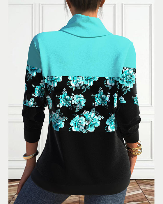 Blommig tröja med dragsnöre