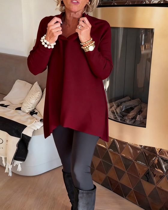 Oregelbunden Krage Långärmad Topp